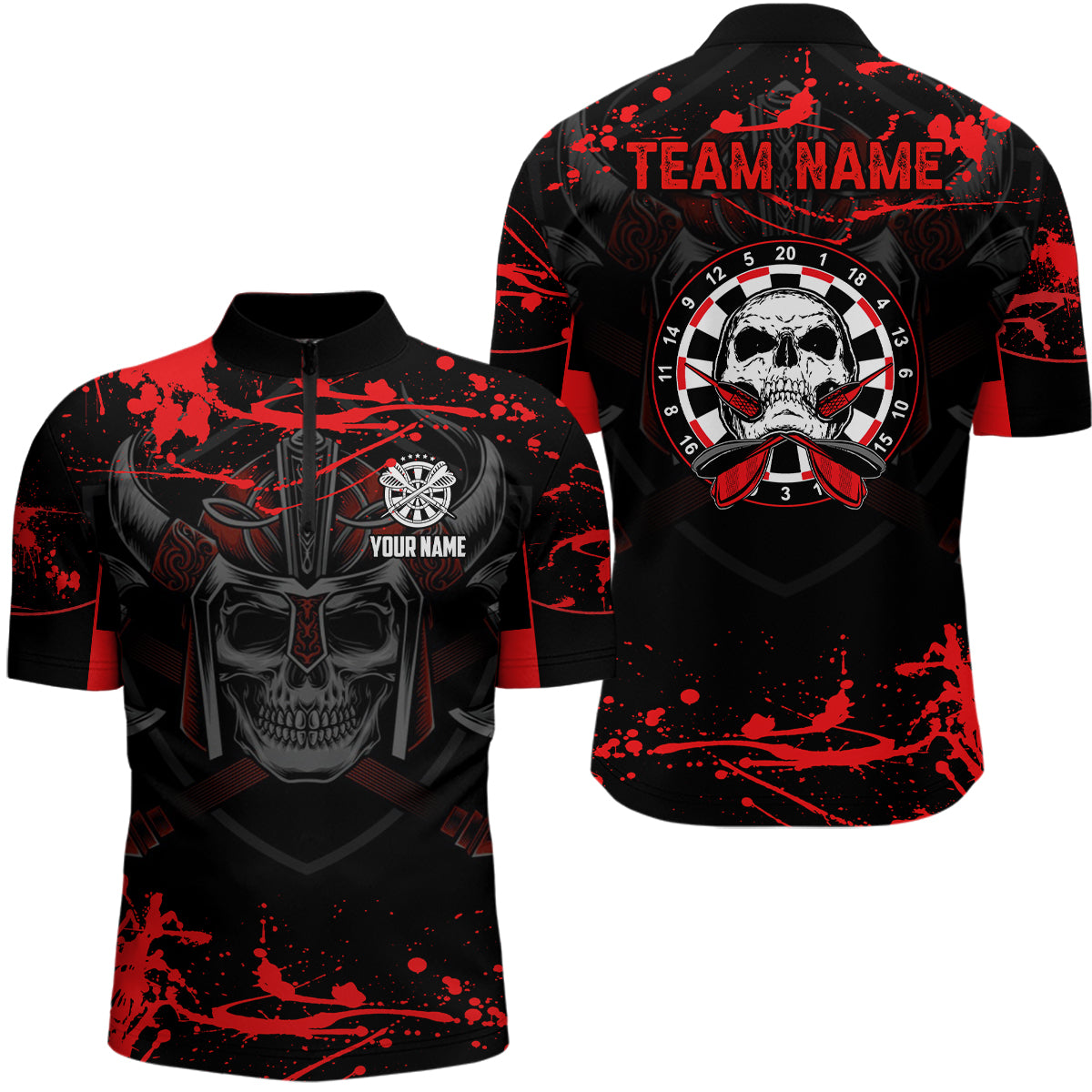 Warrior Skull Darts Quarter-zip Custom Red Scary Darts Dart