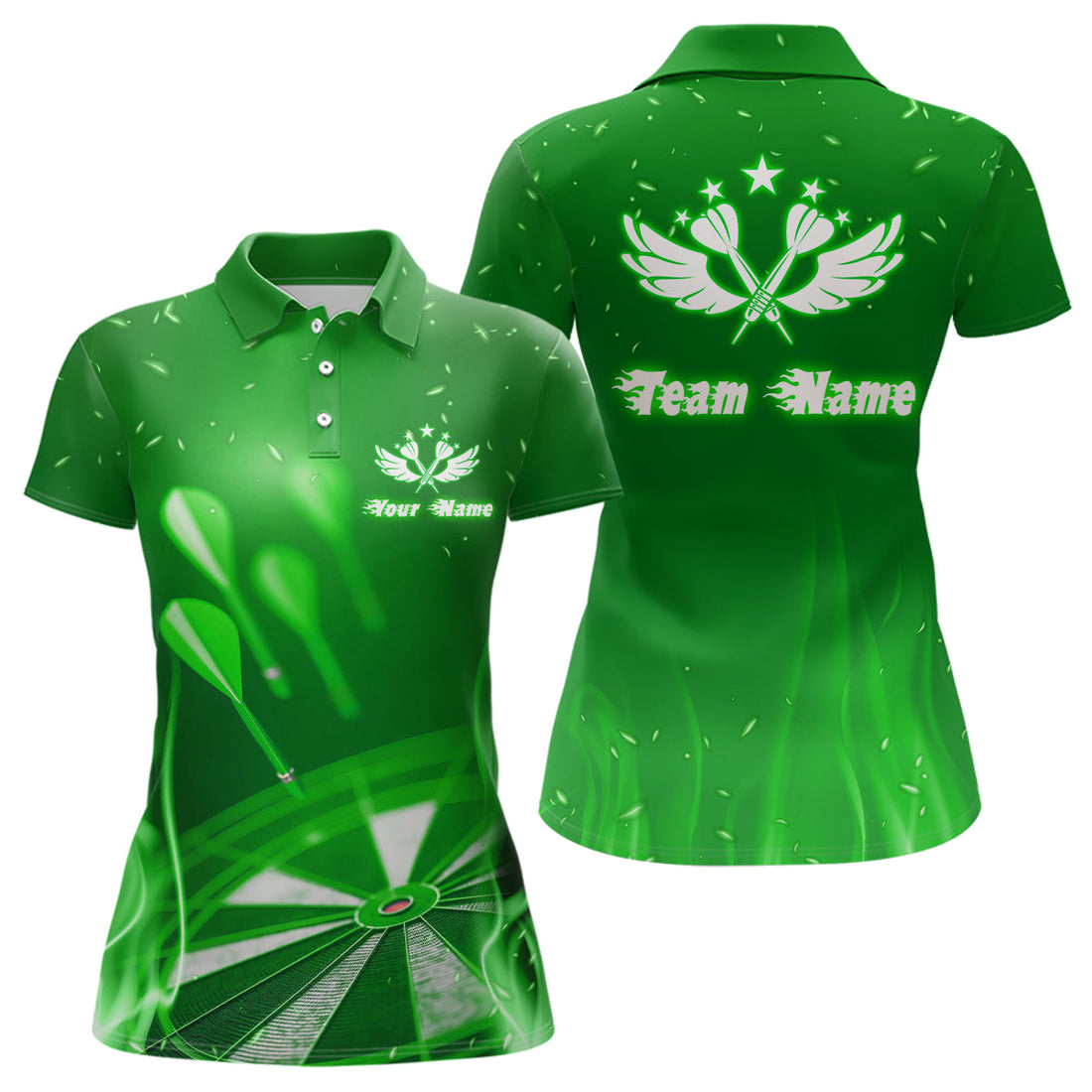 Green Fire Flame Star Personalized Darts Custom Dart
