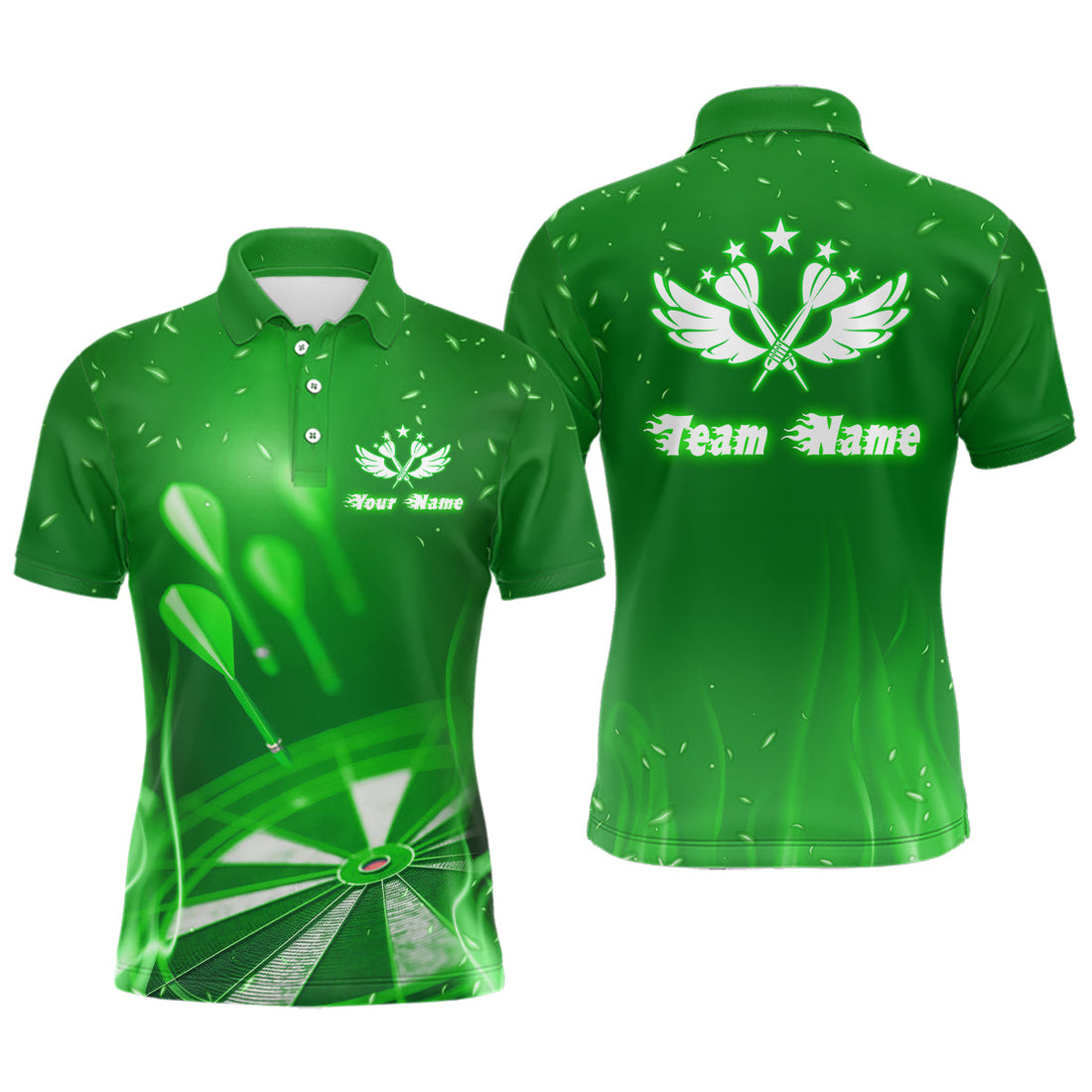 Green Fire Flame Star Personalized Darts Custom Dart