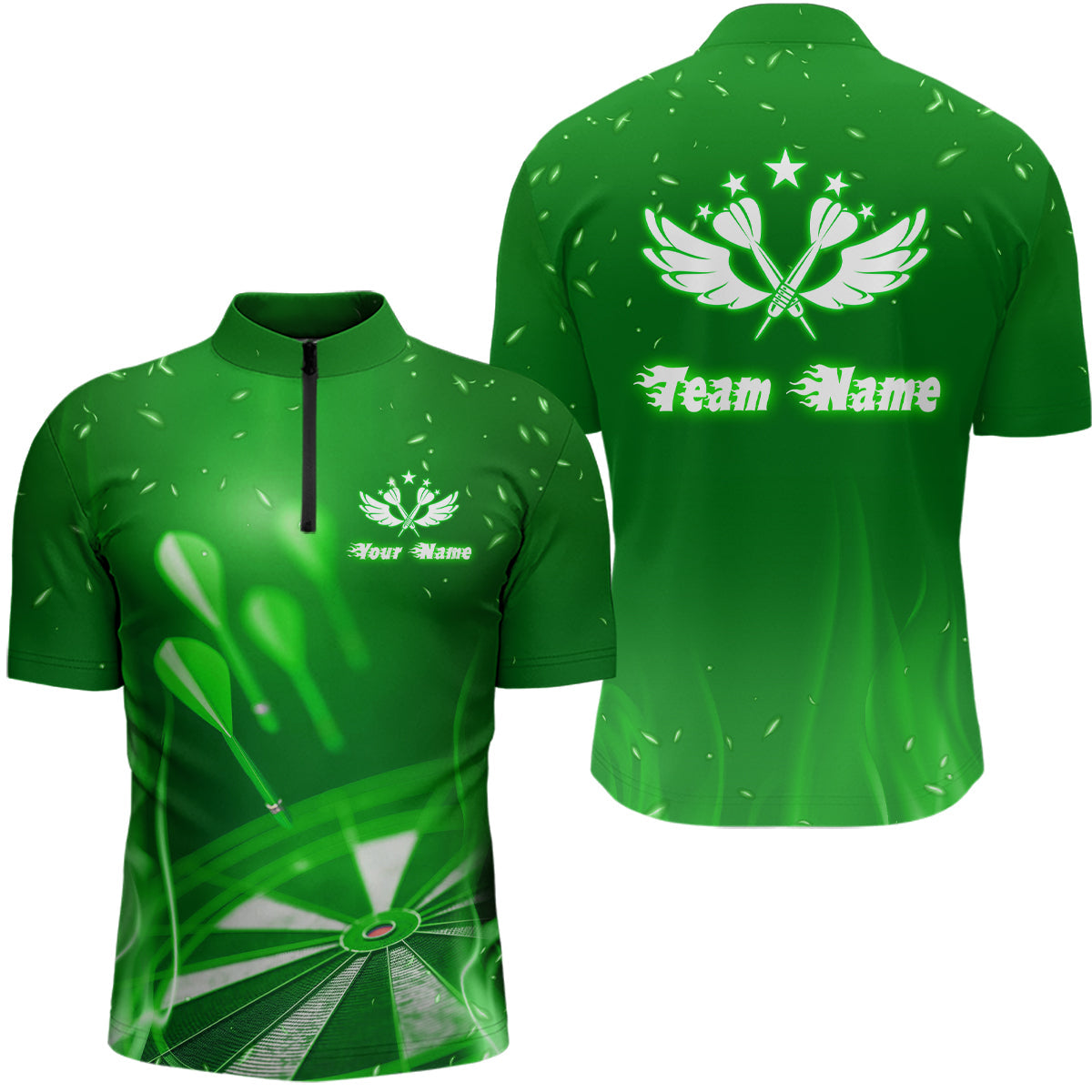 Green Fire Flame Star Personalized Darts Custom Dart