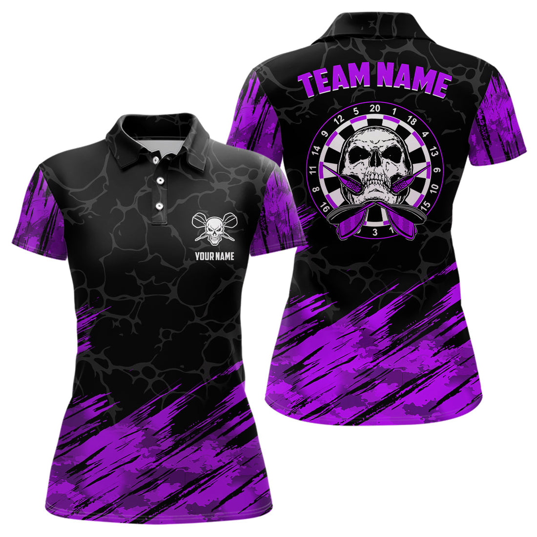 Personalized All Over Print Skull Darts Purple Black Dart