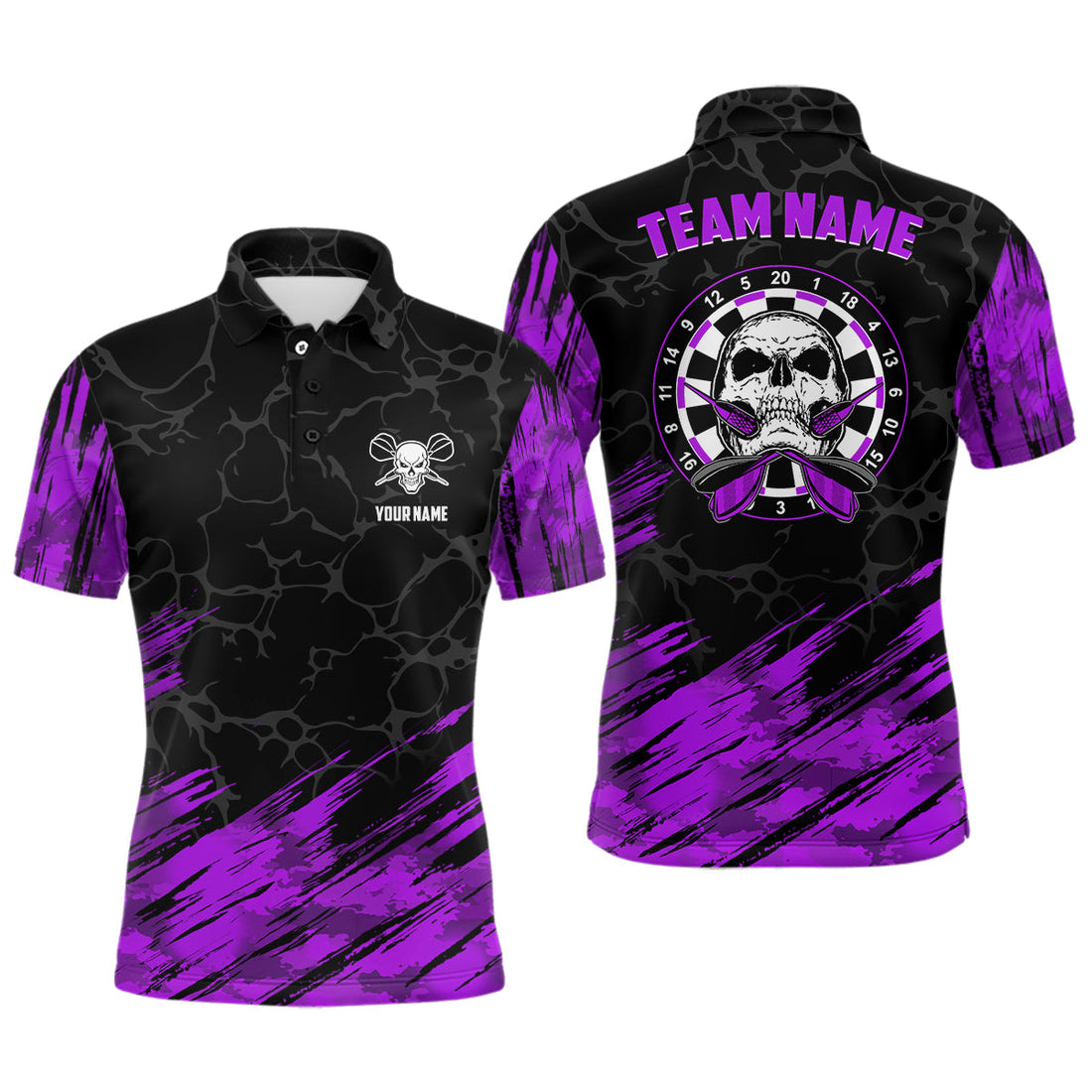 Personalized All Over Print Skull Darts Purple Black Dart