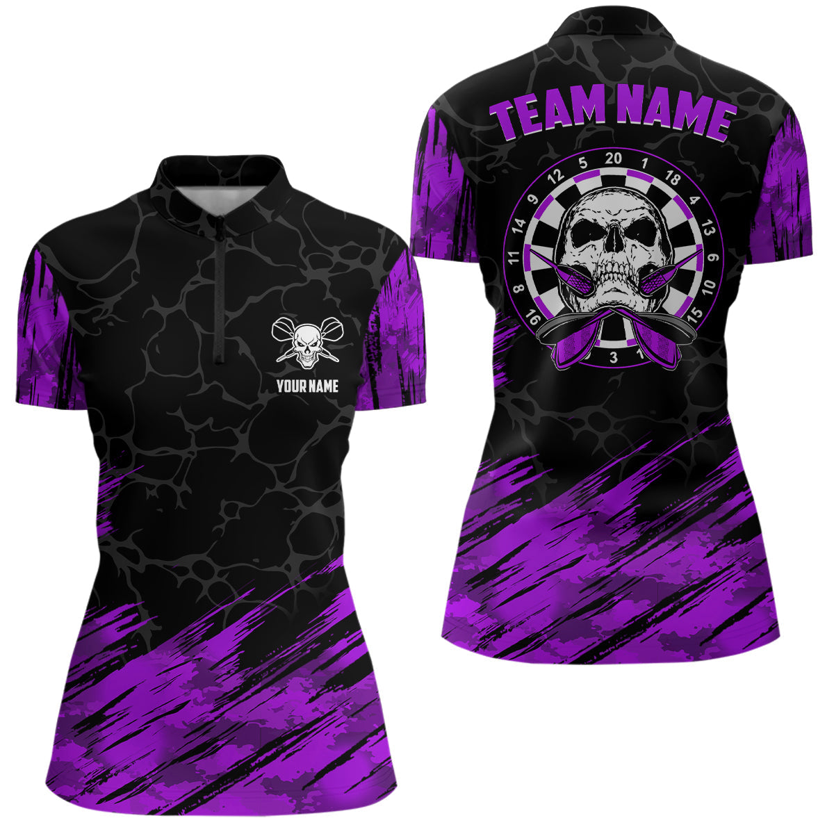 Personalized All Over Print Skull Darts Purple Black Dart