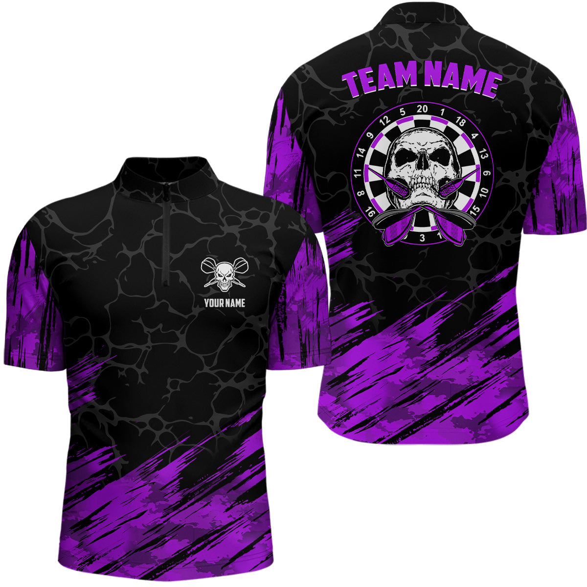 Personalized All Over Print Skull Darts Purple Black Dart
