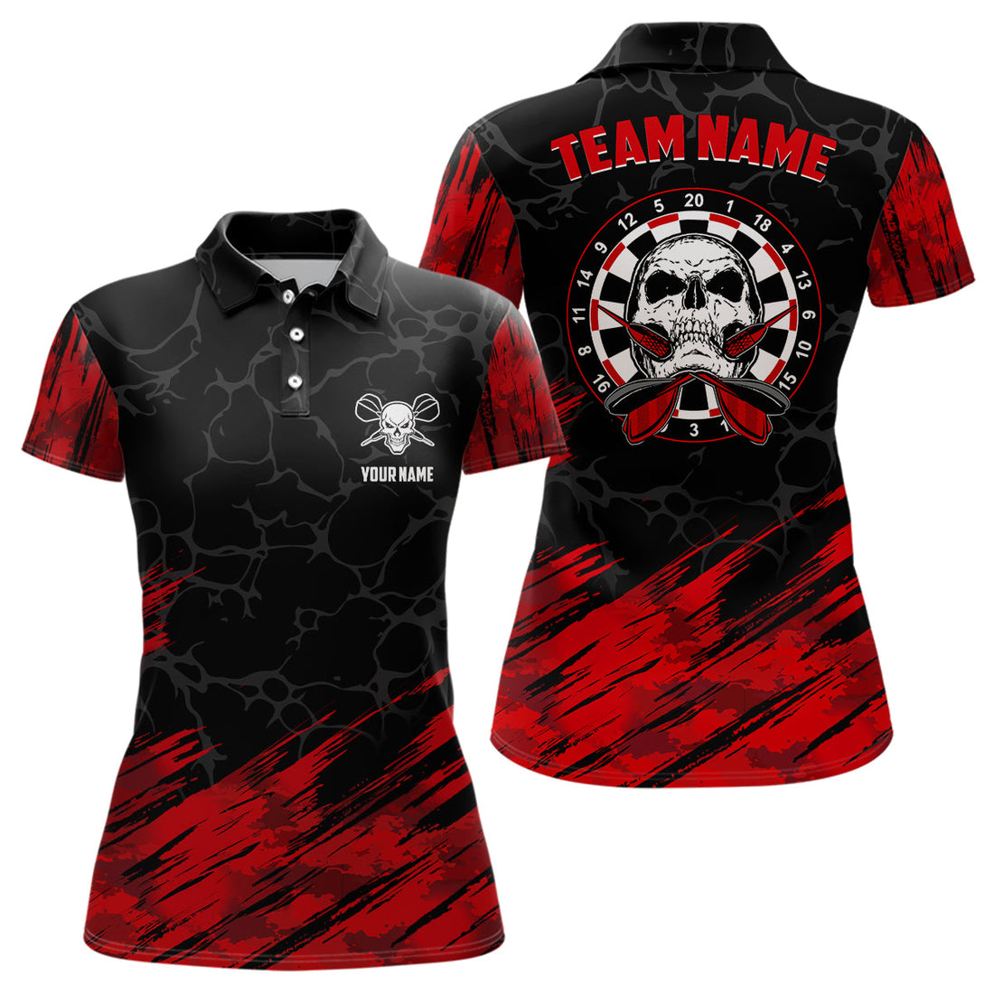 Personalized 3D All Over Print Skull Darts Quarter-Zip Red Black Dart