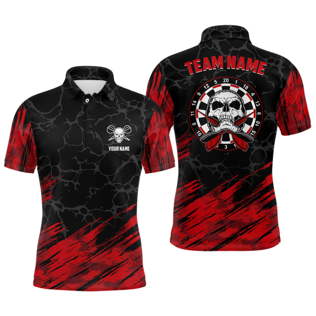 Personalized 3D All Over Print Skull Darts Quarter-Zip Red Black Dart