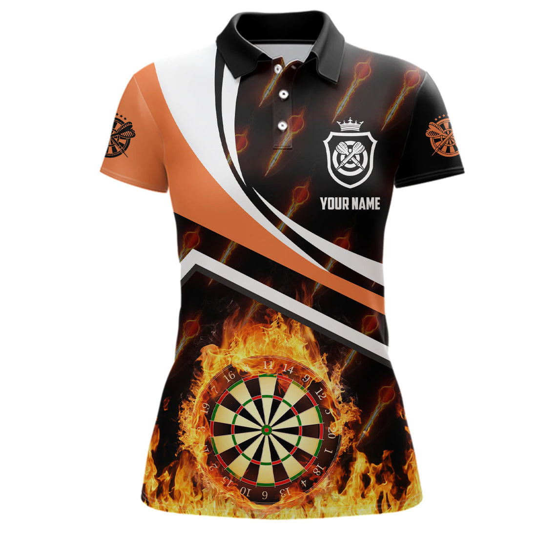 Personalized Orange Fire Flame Darts Quarter-Zip Darts Darts