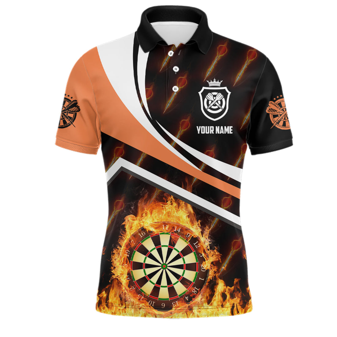 Personalized Orange Fire Flame Darts Quarter-Zip Darts Darts