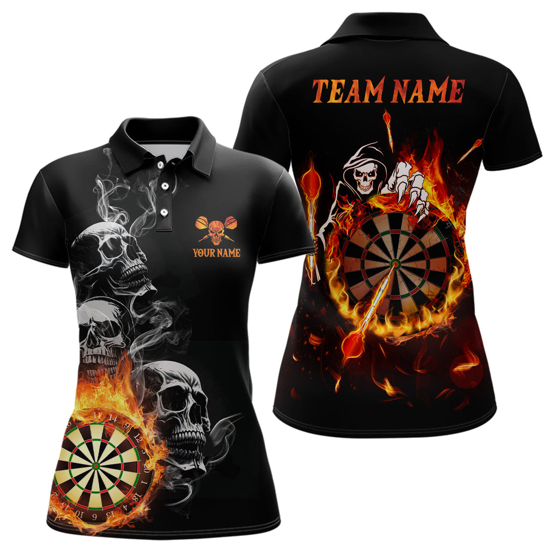 Darts Skull Flame Quarter-Zip Custom Fire Darts Darts