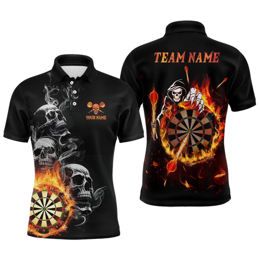 Darts Skull Flame Quarter-Zip Custom Fire Darts Darts