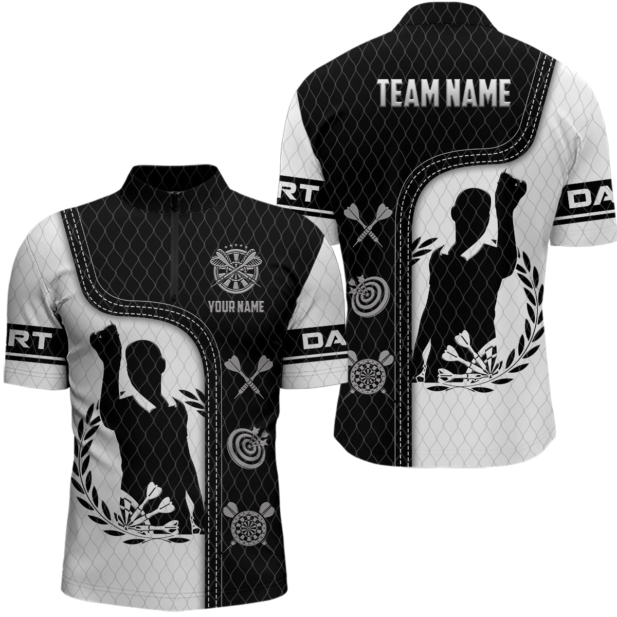 Black White 3D All Over Print Darts Personalized Player