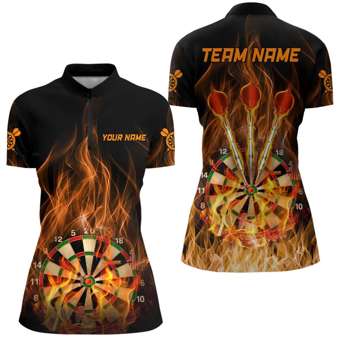 Fire Flame Dartboard Darts Quarter-Zip Custom Women Dart Dart