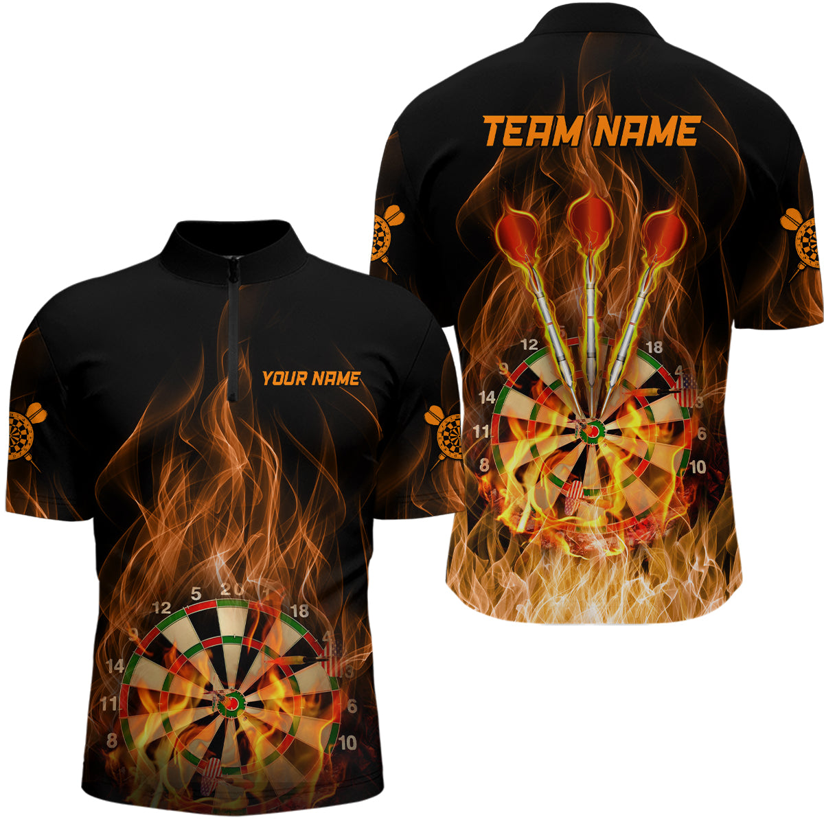 Fire Flame Dartboard Darts Quarter-Zip Custom Women Dart Dart