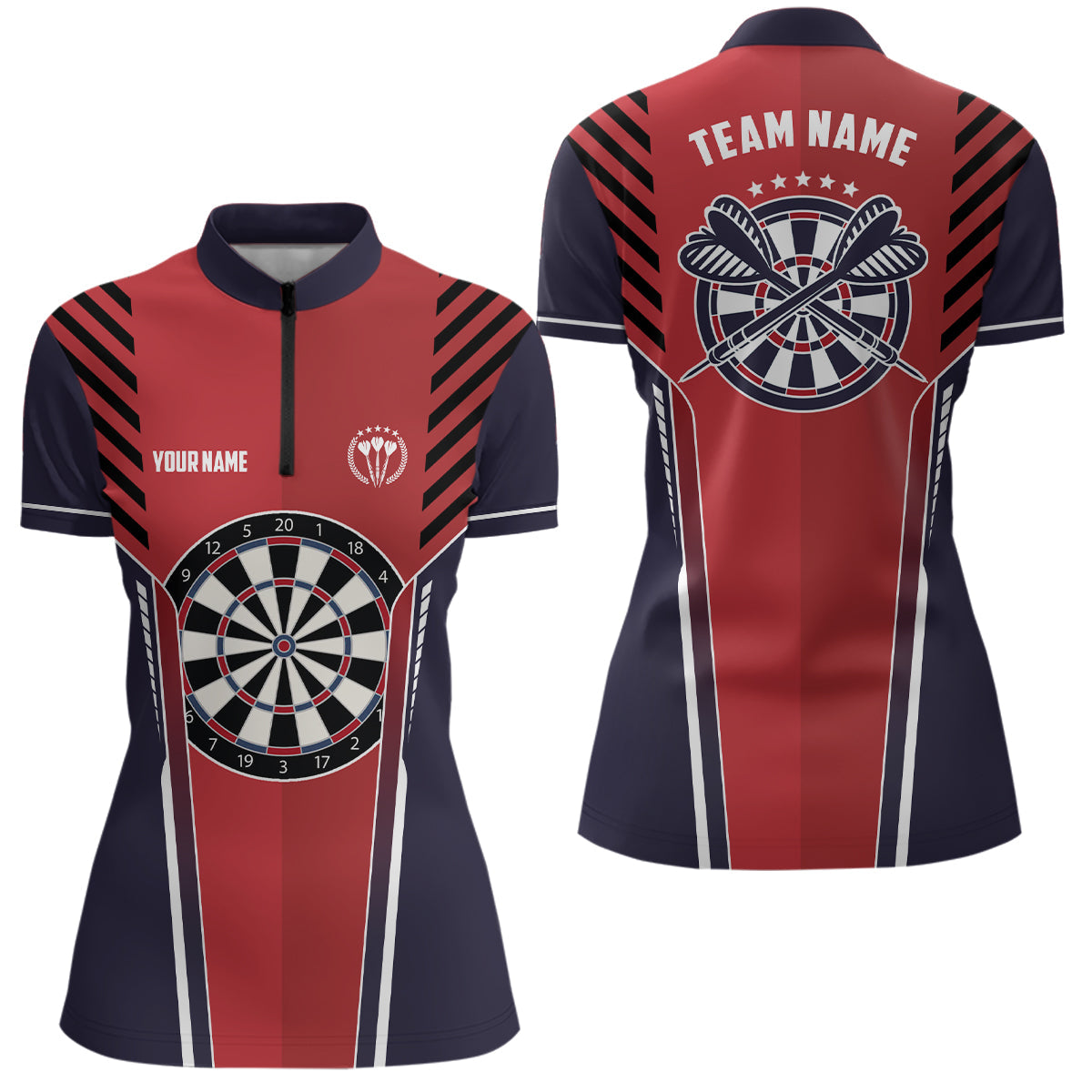 Personalized Strike Red Navy Sports Style Darts Quarter-Zip Cool Darts