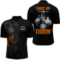 Womens Skull Darts Quarter-Zip Halloween Orange Darts Dart