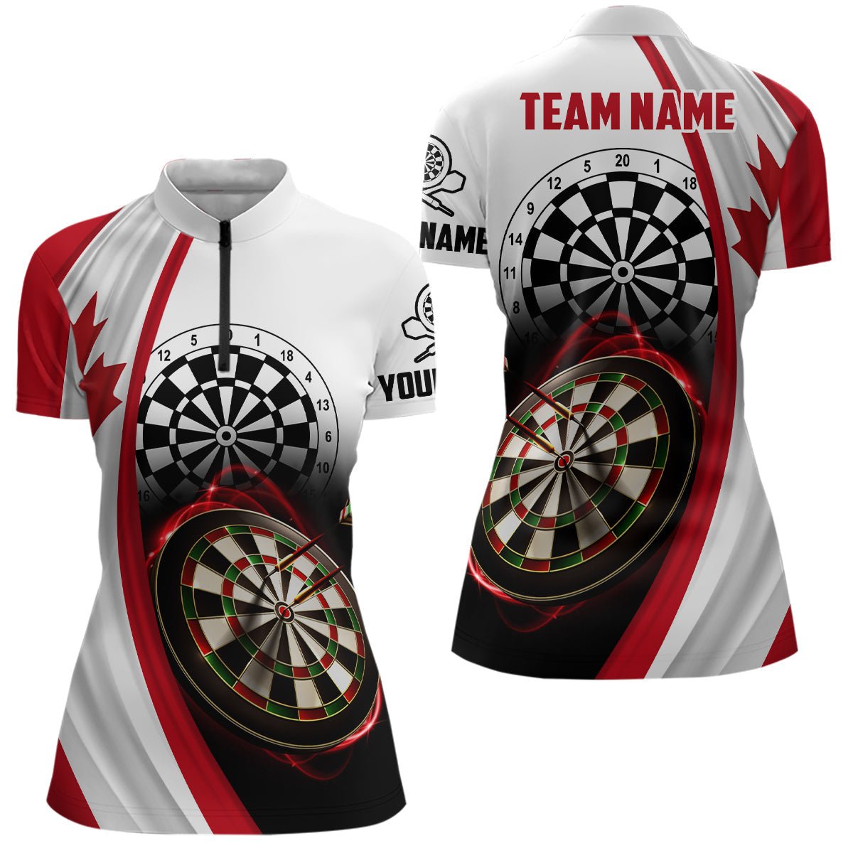Canada Flag Women Darts Quarter-Zip Custom Darts For Dart Lovers Dart