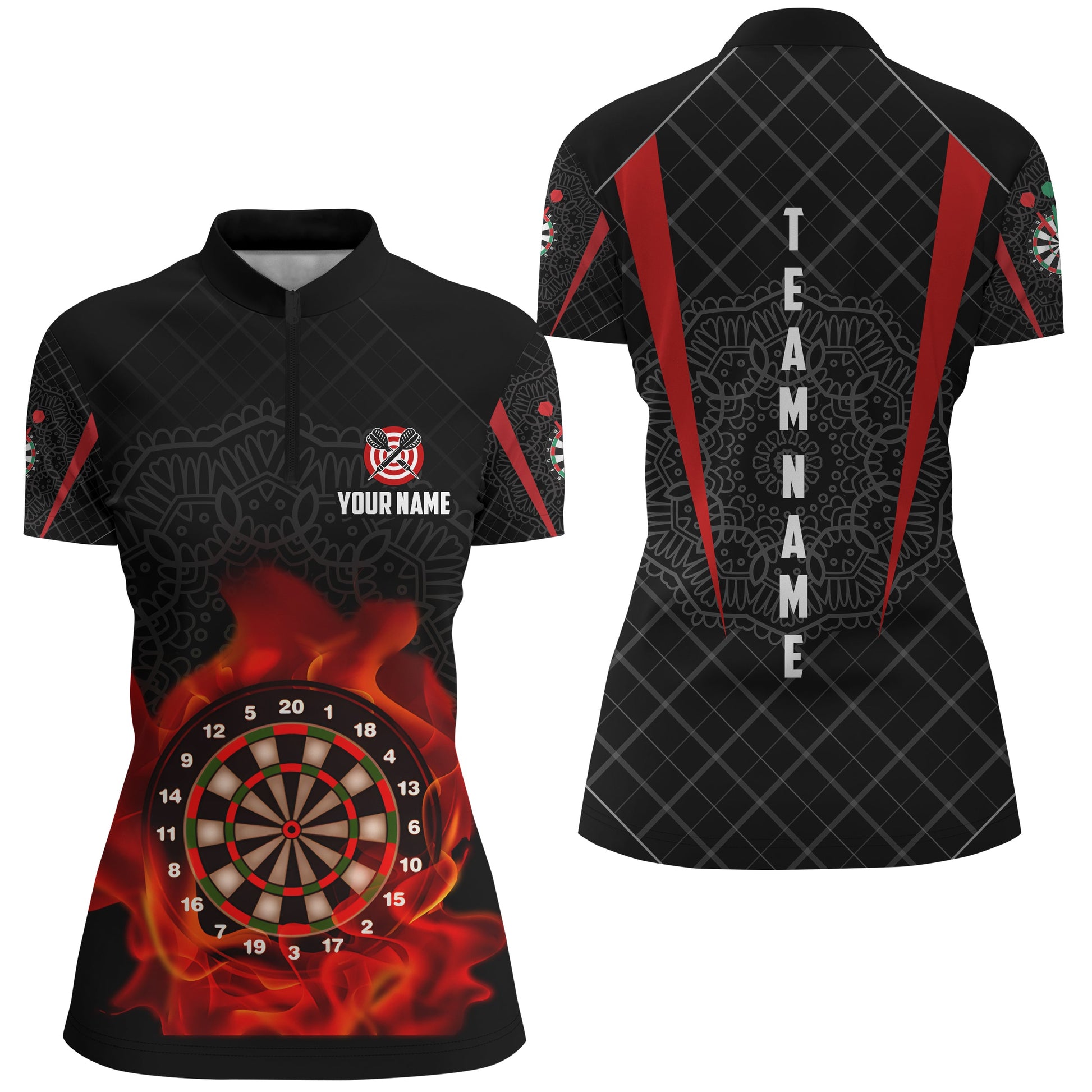 Addict Celtic Pattern Flame Dart Quarter-Zip Custom Darts Dart