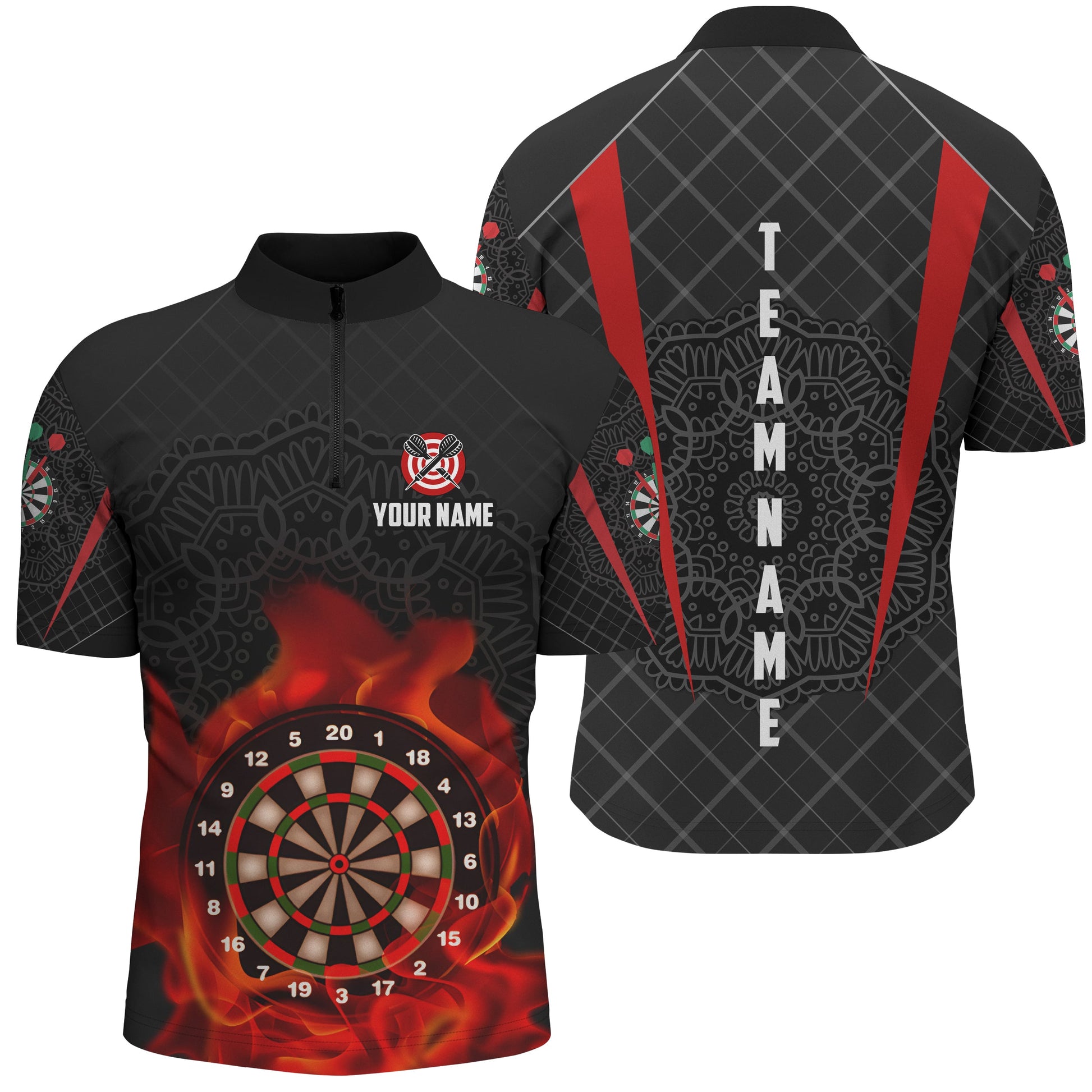 Addict Celtic Pattern Flame Dart Quarter-Zip Custom Darts Dart