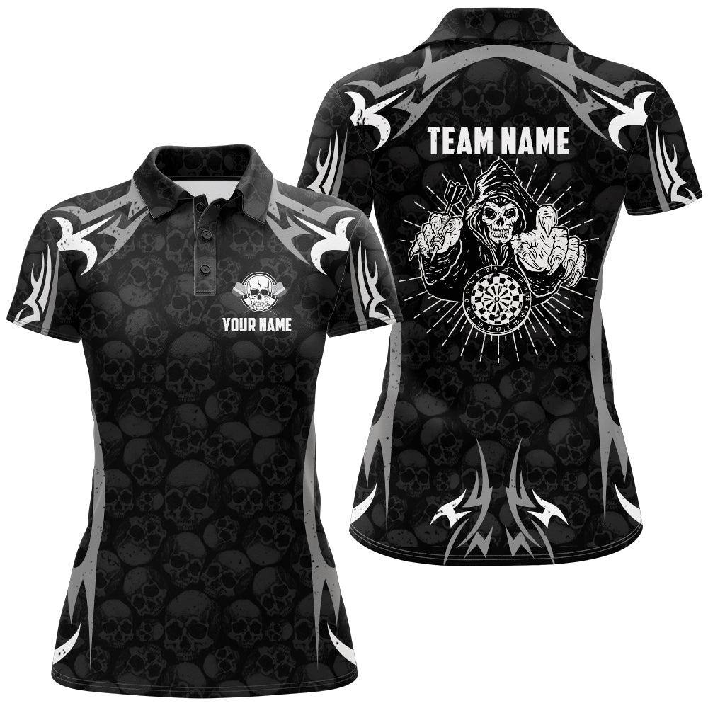 Personalized Black Grey Darts Skull Reaper Quarter-Zip Custom Dart