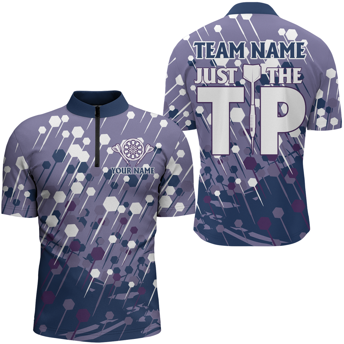 Navy Purple Darts Quarter-Zip Cool Darts Dart For Team