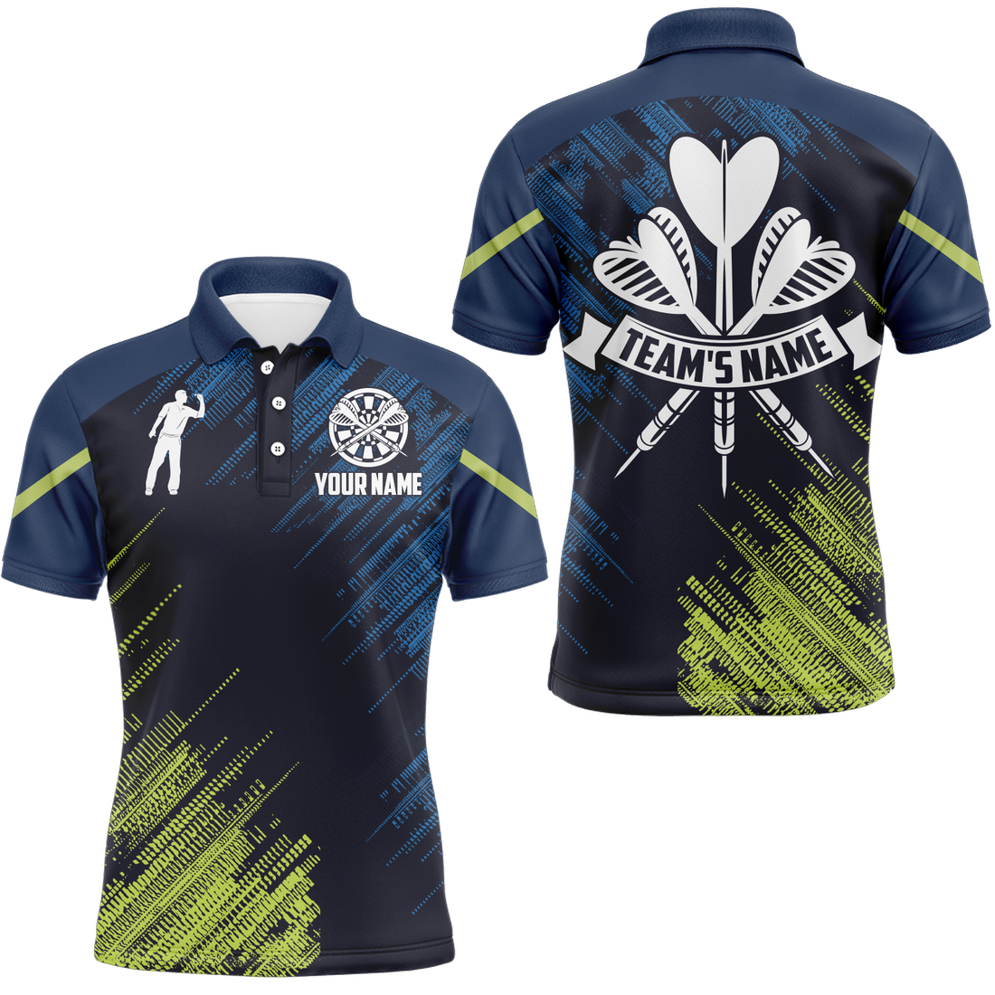 Personalized Darts Sports Style Green Blue Quarter-Zip Custom Darts