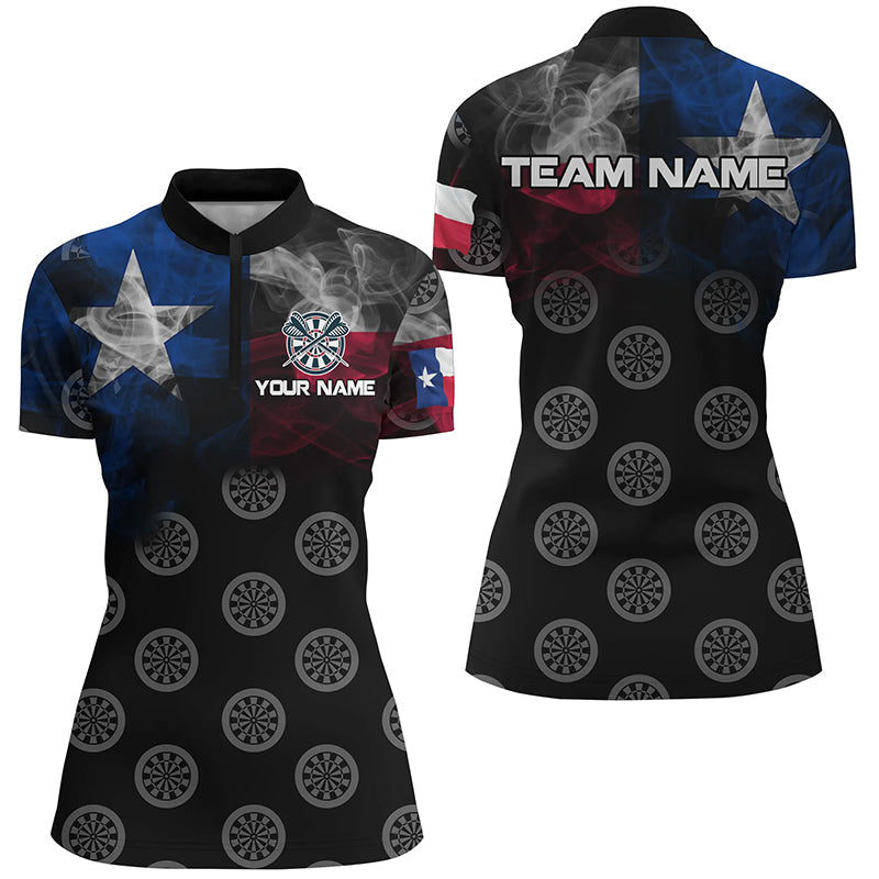 Personalized Smoke Texas Flag Dart Quarter-Zip, Patriotic Darts Dart VHM1102