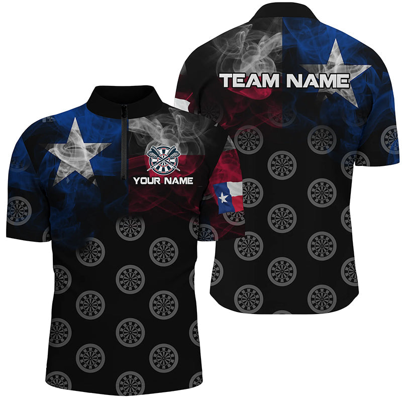 Personalized Smoke Texas Flag Dart Quarter-Zip, Patriotic Darts Dart VHM1102