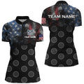 Personalized Smoke US Flag Dart Quarter-Zip, Patriotic Darts Dart VHM1103
