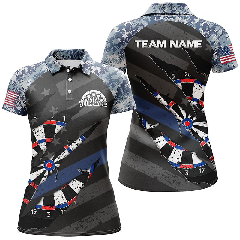 Personalized Retro Camo Blue Dart 3D Quarter-Zip, American Flag Dart VHM1105