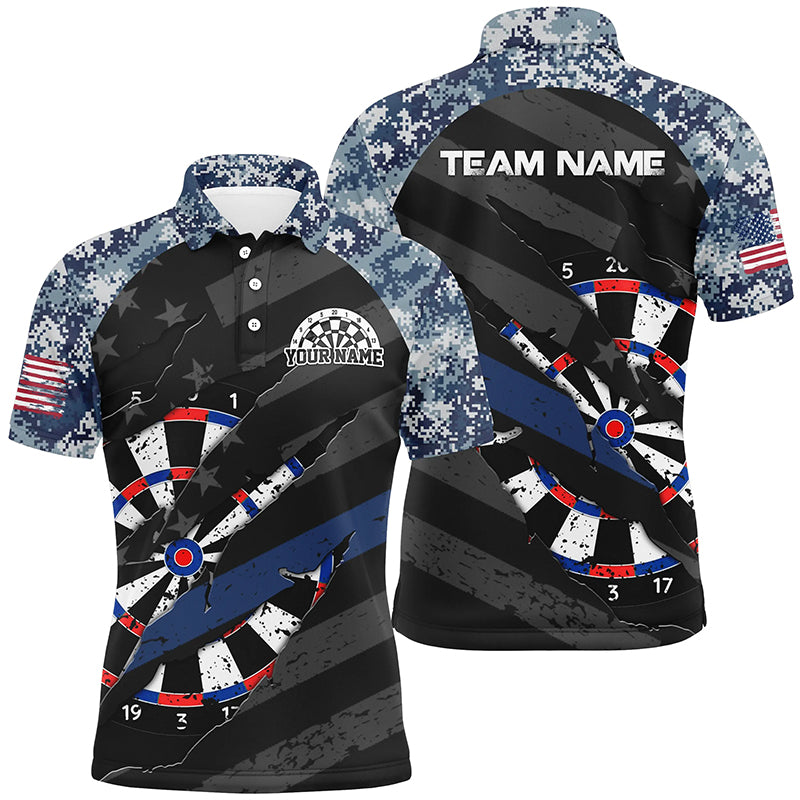 Personalized Retro Camo Blue Dart 3D Quarter-Zip, American Flag Dart VHM1105