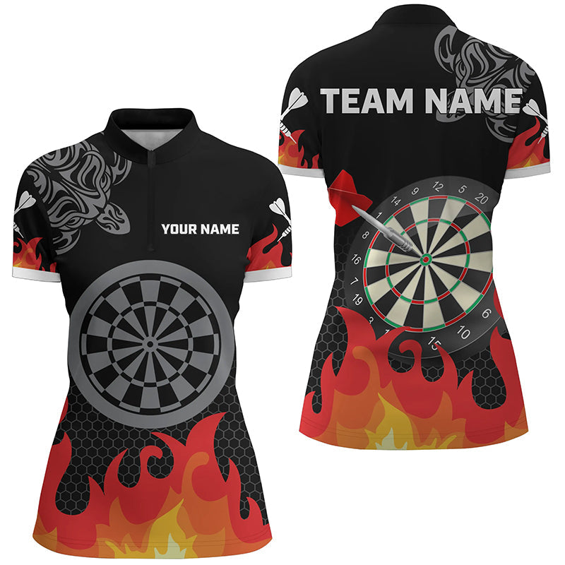 Personalized Flame 3D Dartboard Dart Quarter-Zip, Custom Dart Team VHM1091