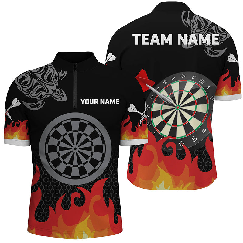 Personalized Flame 3D Dartboard Dart Quarter-Zip, Custom Dart Team VHM1091
