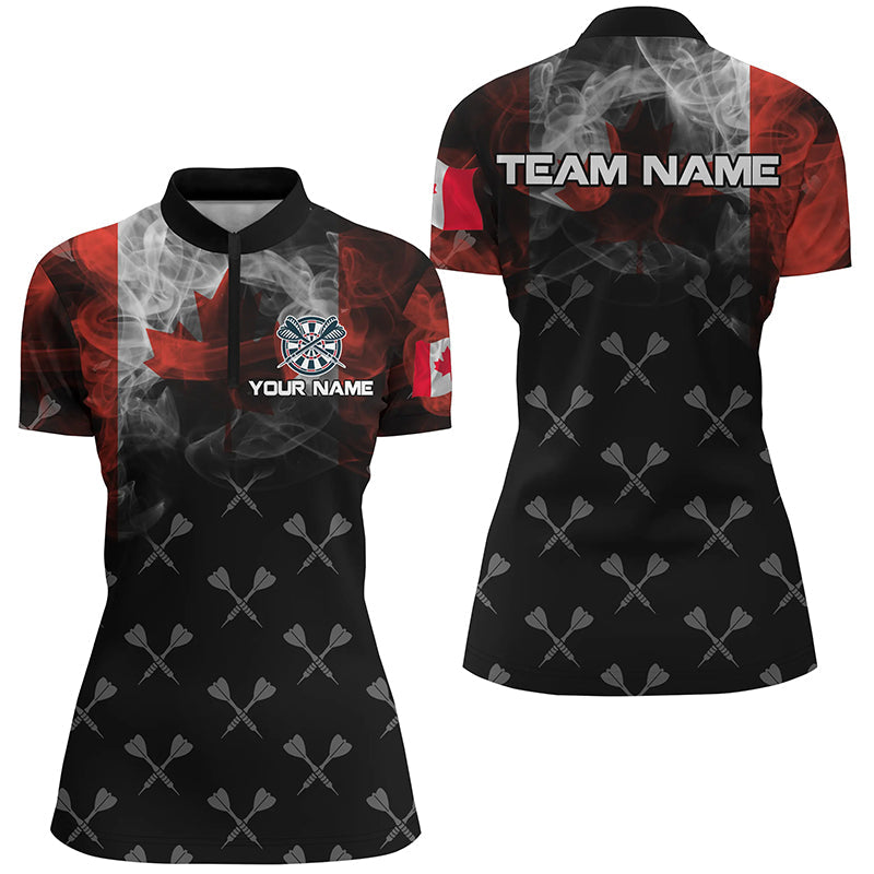 Personalized Smoke Canada Flag Dart Quarter-Zip, Patriotic Darts Dart VHM1095