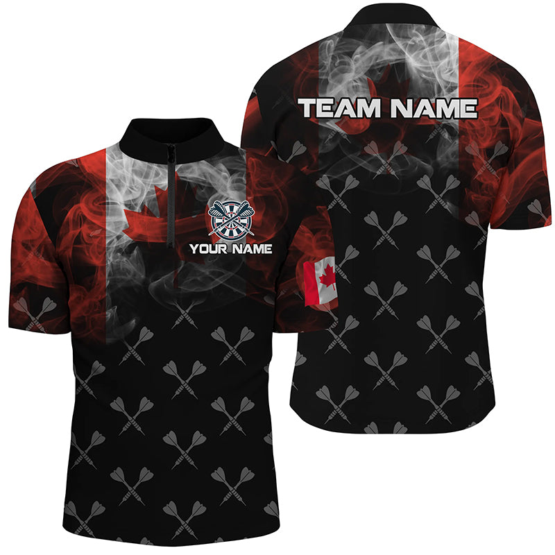 Personalized Smoke Canada Flag Dart Quarter-Zip, Patriotic Darts Dart VHM1095