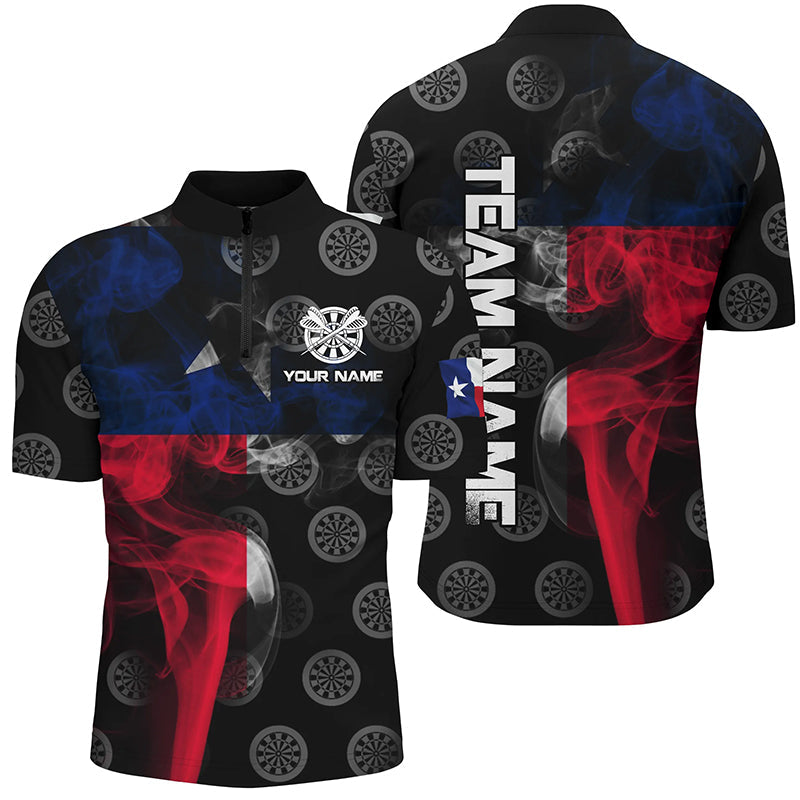 Personalized Smoke Texas Flag Dart Quarter-Zip, Patriotic Darts Dart VHM1099