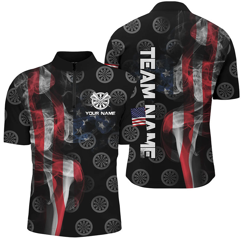 Personalized Smoke US Flag Dart Quarter-Zip, Patriotic Darts Dart VHM1100