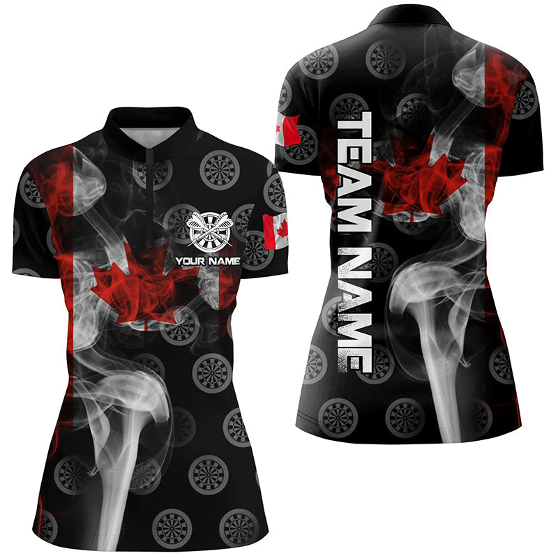 Personalized Smoke Canada Flag Dart Quarter-Zip, Patriotic Darts Dart VHM1101