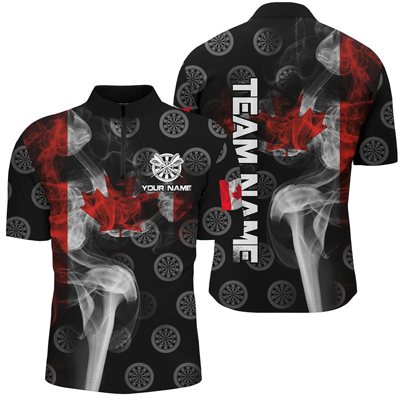Personalized Smoke Canada Flag Dart Quarter-Zip, Patriotic Darts Dart VHM1101