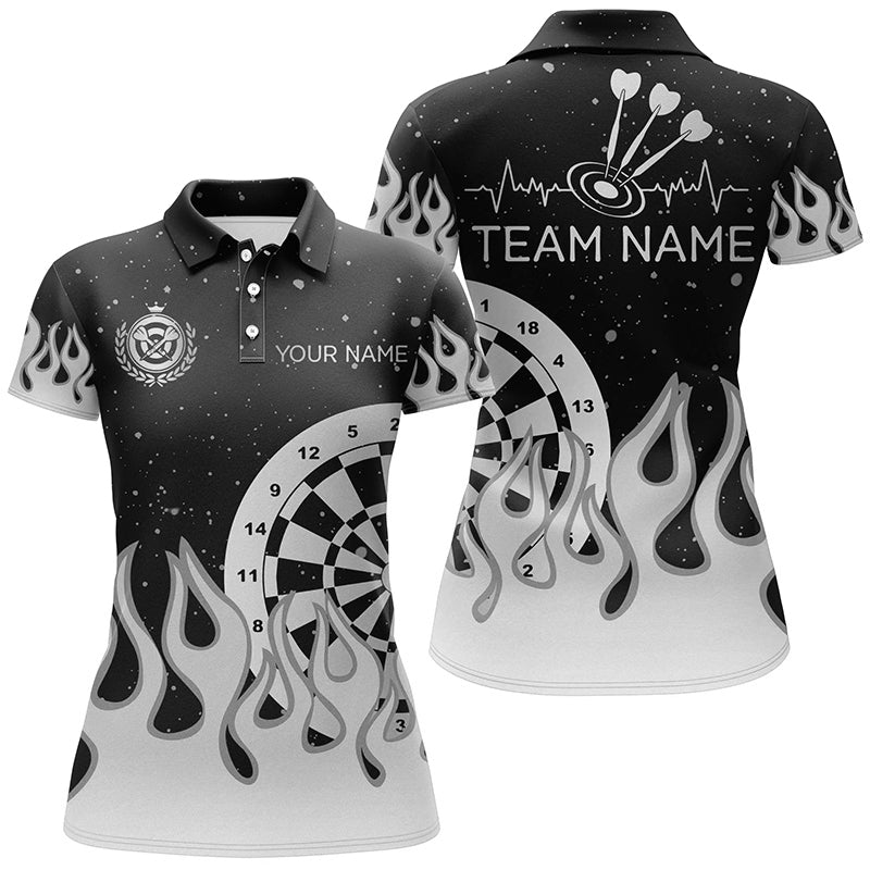 Grey Black Dartboard Fire Flame Men Darts and Quarter-Zip Custom Team Darts Gifts