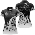 Grey Black Dartboard Fire Flame Men Darts and Quarter-Zip Custom Team Darts Gifts