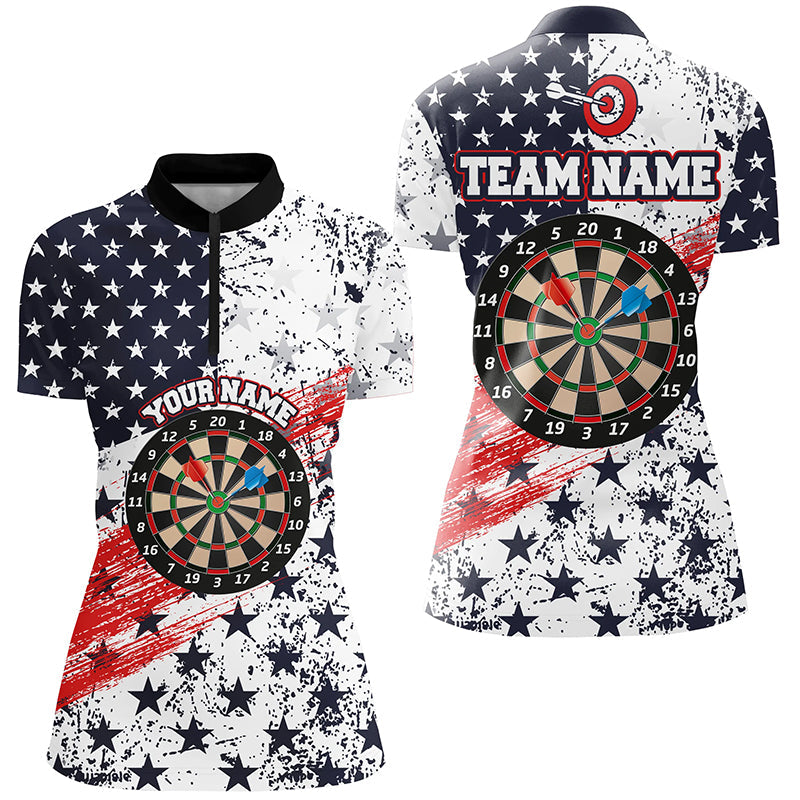 Personalized American Flag Darts Quarter-Zip Custom Dart Dart Team VHM1109