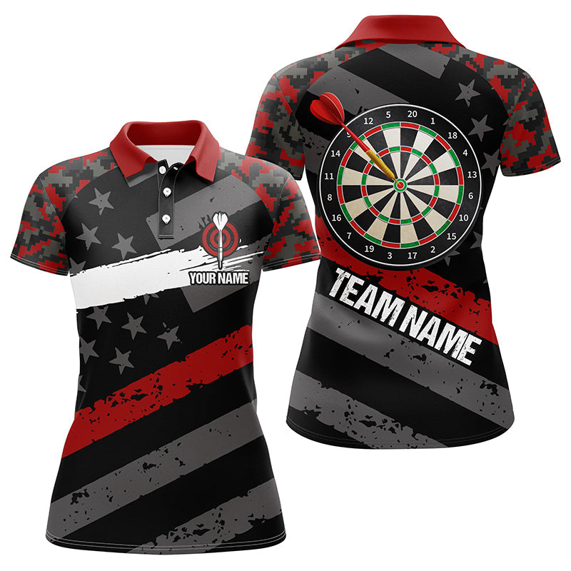 Personalized Red Camo American Flag Darts Quarter-Zip Custom Patriotic Dart VHM1113