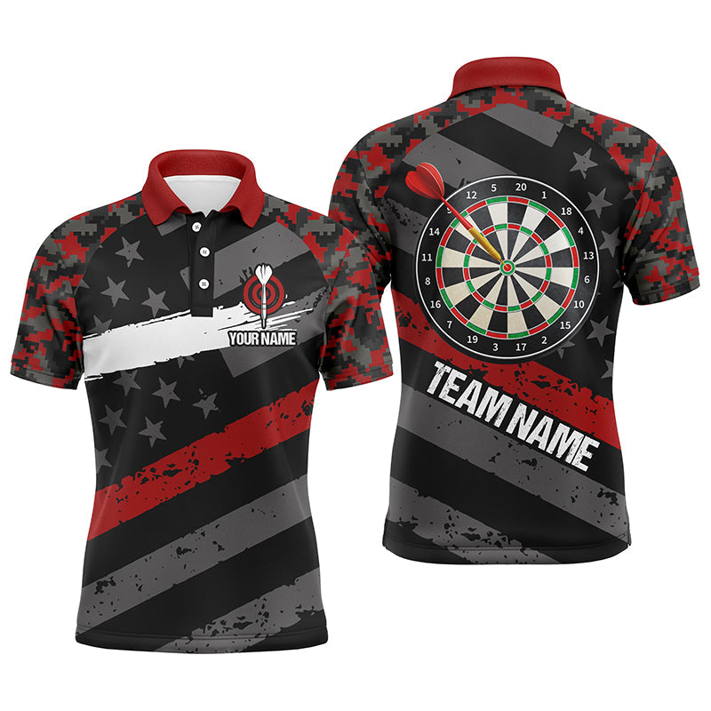 Personalized Red Camo American Flag Darts Quarter-Zip Custom Patriotic Dart VHM1113