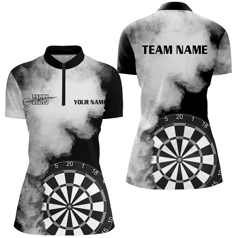 Personalized Black White Fire Dart Quarter-Zip Custom Dart Dart Team VHM1119