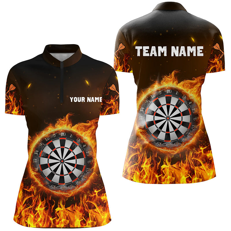 Personalized Fire Flame Dartboard Dart 3D Quarter-Zip, Custom Women Dart VHM1082