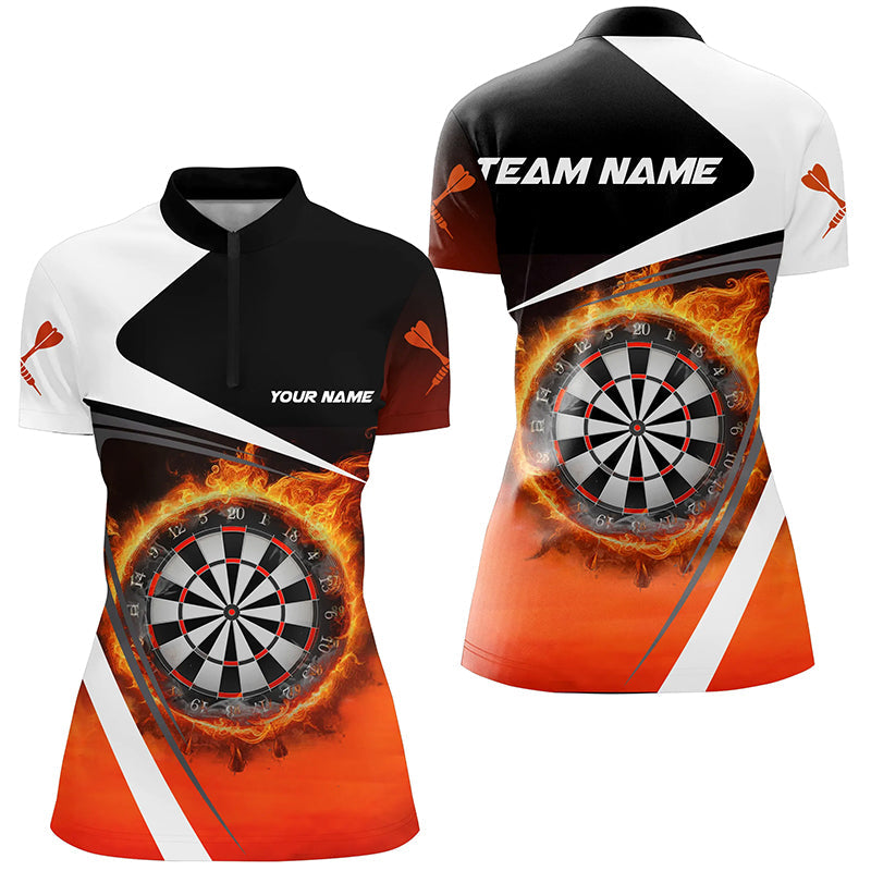 Personalized Fire Flame Dartboard Dart 3D Quarter-Zip, Custom Women Dart VHM1083