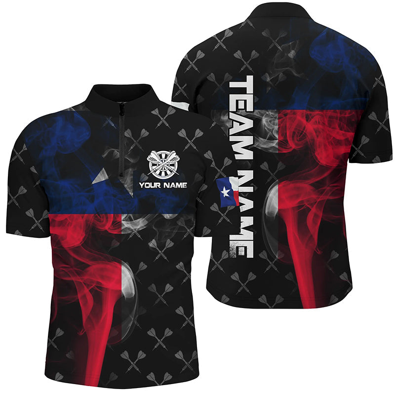 Personalized Smoke Texas Flag Dart Quarter-Zip, Patriotic Darts Dart VHM1097