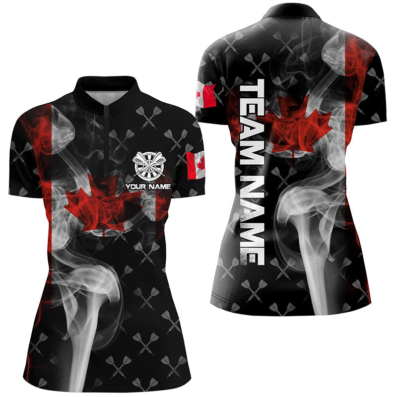 Personalized Smoke Canada Flag Dart Quarter-Zip, Patriotic Darts Dart VHM1098