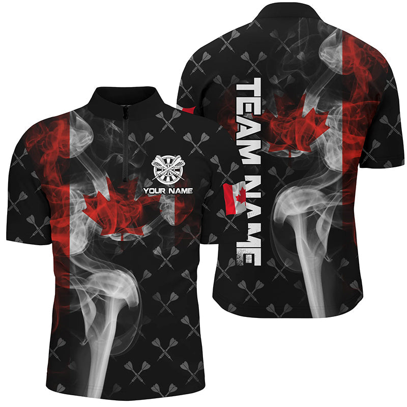 Personalized Smoke Canada Flag Dart Quarter-Zip, Patriotic Darts Dart VHM1098