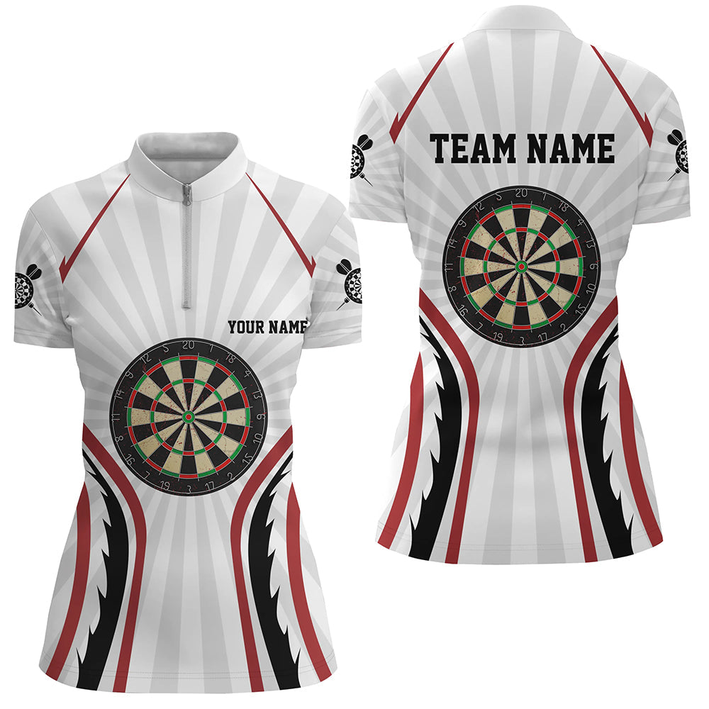 Personalized White Darts Quarter-Zip Custom Dart Dart Team VHM1108